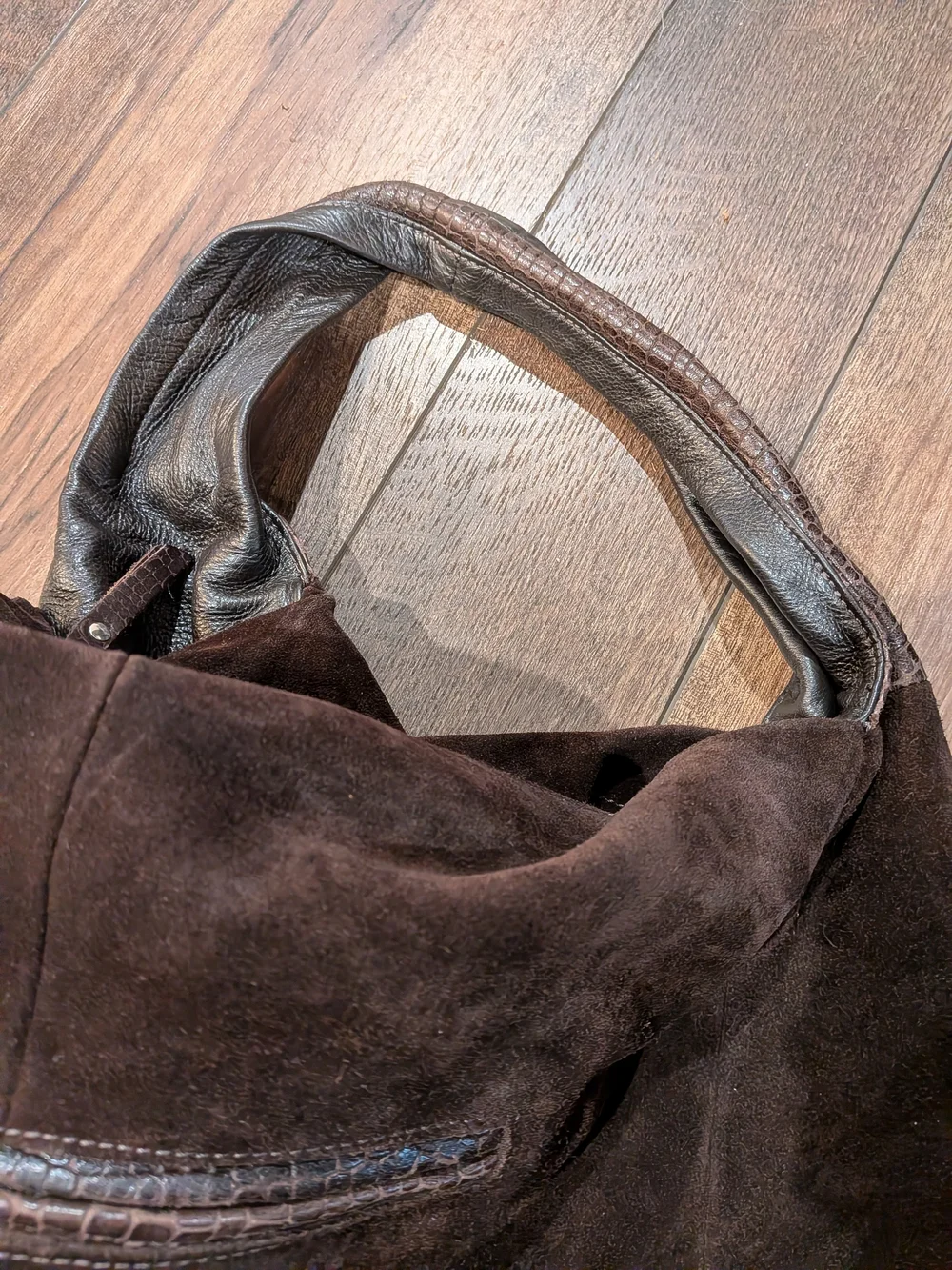 Innue Vintage Italian Suede Chocolate Large Hobo 1990s